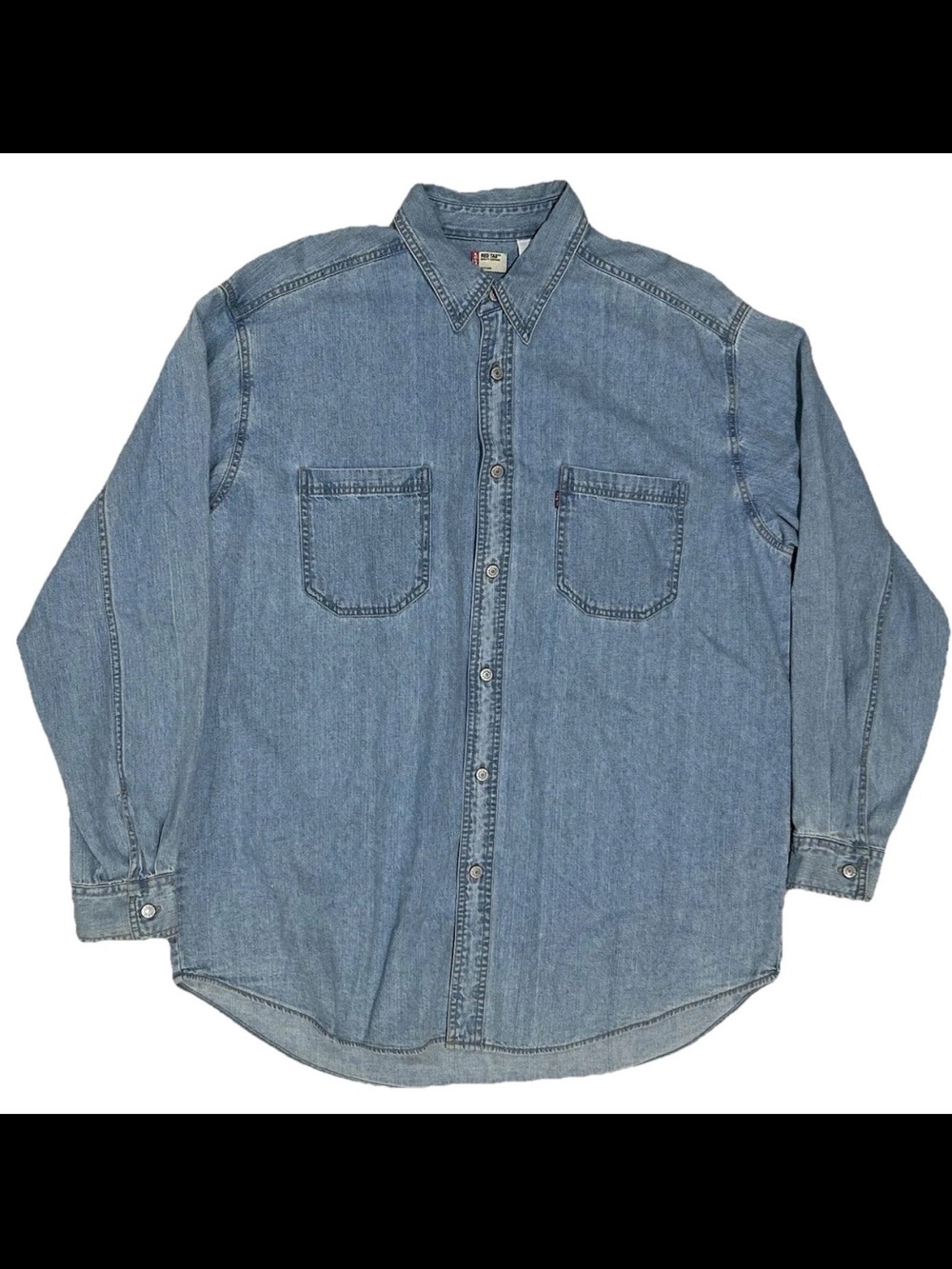 Levis Vintage Red Tab Denim Long Sleeve Shirt Men’s Large Light Wash Blue